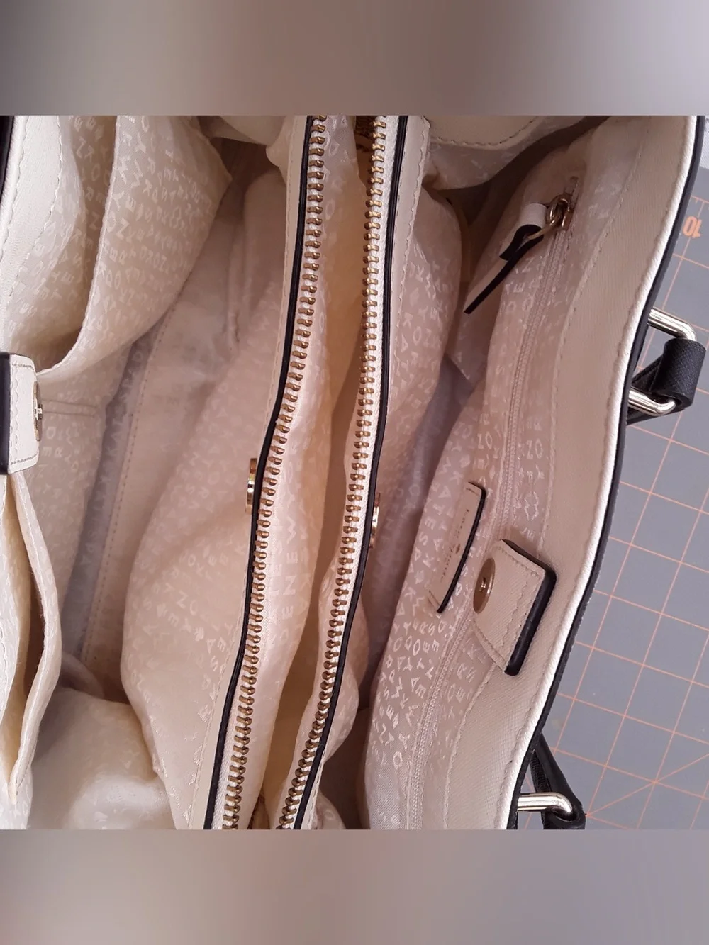 EUC Kate Spade Laurel Way Evangelie Colorblock Satchel Bag Ivory, white black